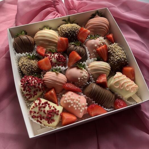 Набор клубника и бананы в шоколаде комбо ассорти