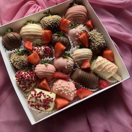 Набор клубника и бананы в шоколаде комбо ассорти